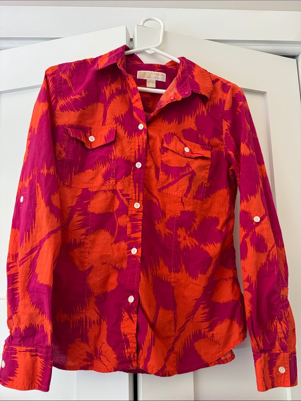 MICHAEL Michael Kors Pink and Orange Patterned Button-Down Shirt